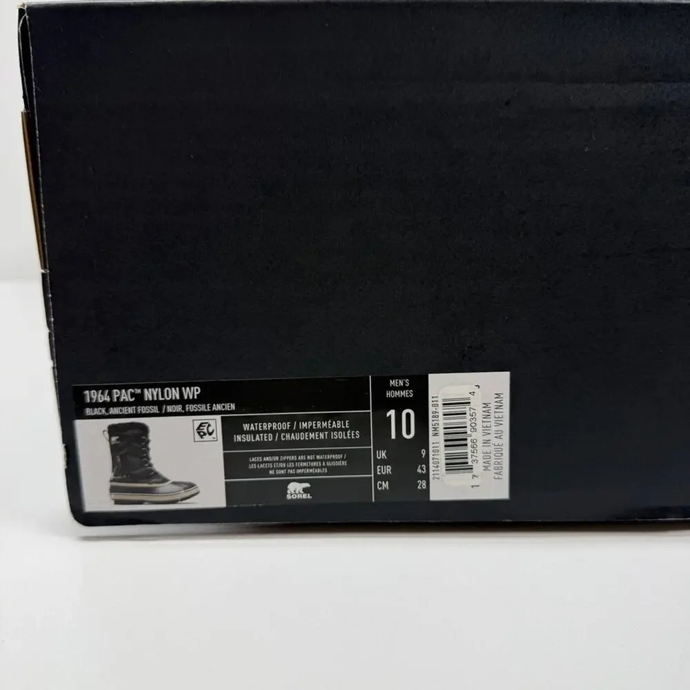 NIB • SOREL 1964 PAC™ Nylon Men's Waterproof Boot Size: 10